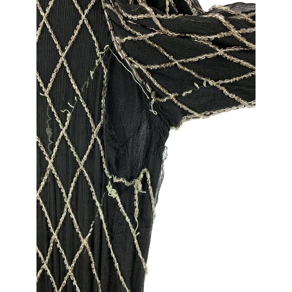 Vintage 100% Silk Beaded Dress Size M - Picture 10 of 10